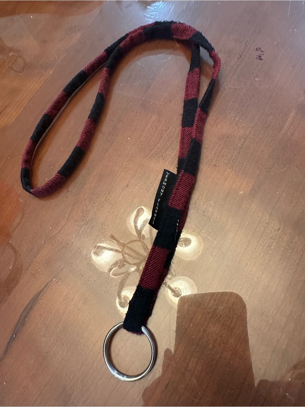 Vermont Flannel Red & Black Check Lanyard Keychain